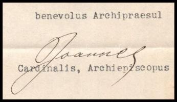 1915 Csernoch Károly (1852-1927) bíboros latin nyelvű irata Kiss Károly teológia professzor részére ...