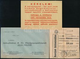 1937 M. kir. állami sorsjáték, 2 db reklámnyomtatvány, borítékkal + elismervény (nyugta)