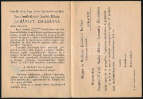 1937 Singer és Wolfner Irodalmi Intézet Rt. könyvismertető- / megrendelőlap (Szentmihályiné Szabó Má...