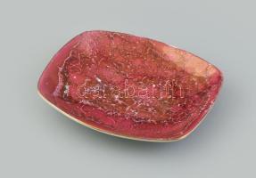Hollóházi márvány mintás porcelán tálka, jelzett, kopott, 12x14 cm