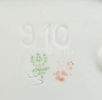 Hollóházi márvány mintás porcelán tálka, jelzett, kopott, 12x14 cm