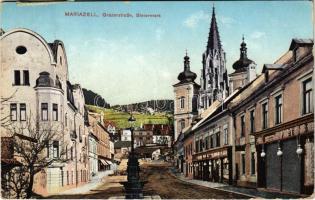 Mariazell, Grazerstrasse (Steiermark) / street, church, shop of Engelbert Kronfeld (EK)