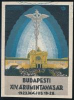 1923 Budapesti XIV. Árumintavásár, art deco reklámcédula, szign. Baja Benedek, szép állapotban