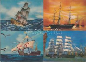 4 db MODERN 3D dimenziós motívum képeslap hajókkal / 4 modern dimensional (3D) motive postcards with vessels, sailing ships