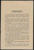 cca 1920-1921 A Horthy Miklós által a Tanácsköztársaság idején létrehozott, ezen a néven 1922. januárig létező Nemzeti Hadsereg toborzó röplapja. Szeged, Mars-ny., 23,5x16 cm