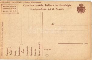 La pipa. Cartolina postale Italiana in franchigia. Comando III. Armata / Olasz katonai művészlap (EK...