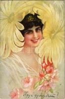 1914 Gyönyörű hölgy. Olasz művészlap / Lady. Italian art, Proprieta artistica riservata 2723-4.