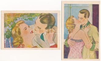 4 db régi romantikus képeslap szerelmes párokkal, Rekord kiadás