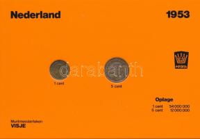 Hollandia 1948-1953. 1c-25c öt különböző év nem hivatalos forgalmi összeállításai narancssárga karto...
