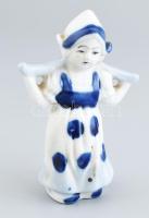 Holland kislány, porcelán, jelzés nélkül, kopásokkal, m: 11 cm