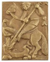 Jelzés nélkül: Sárkányölő Szent György. Bronz, kopott, 6x5 cm