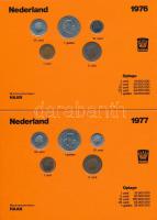 Hollandia 1976-1980. 1c-2 1/2G öt különböző év nem hivatalos forgalmi összeállítása, narancssárga kartonlapon, összesen 28xklf érmével T:1--2- Netherlands 1976-1980. 1 Cent - 2 1/2 Gulden five unofficial coin sets from different years on orange cardboard, 28xdiff coins C:AU-VF