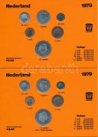 Hollandia 1976-1980. 1c-2 1/2G öt különböző év nem hivatalos forgalmi összeállítása, narancssárga ka...