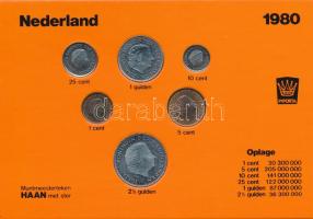 Hollandia 1976-1980. 1c-2 1/2G öt különböző év nem hivatalos forgalmi összeállítása, narancssárga ka...