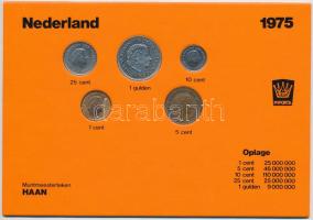 Hollandia 1971-1975. 1c-2 1/2G öt különböző év nem hivatalos forgalmi összeállítása, narancssárga ka...