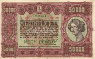 1923. 50.000K 4P fny-sal T:II+ Csak egyszer függőlegesen hajtva! R!