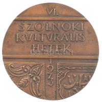 1973. "Szolnoki Kulturális Hetek" kétoldalas bronz emlékérem (102mm) T:1-