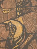 Xantus Gyula (1919-1993): Szent család. Vegyes technika, farost. Jelezve jobbra fent. Dekoratív, üve...