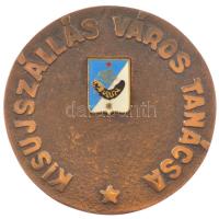 ~1970-1980. Kisújszállás város tanácsa kétoldalas részben műgyantás bronz emlékérem dobozában (75mm) T:1-,2