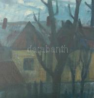 Kántor Lajos (1922-2013): Budai táj, 1960. Olaj, vászon, jelezve jobbra lent. Hátoldalán Képcsarnok ...