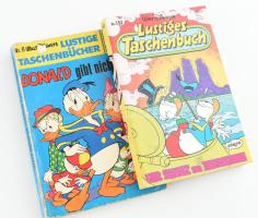 2 db Walt Disney Lustiges Taschenbuch (Donald kacsa) német nyelvű képregényfüzet, az egyik sérült, ragasztott