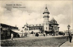 1909 Buzau, Buzeu, Bodzavásár; Palatul Comunal, Bereria Azuga / town hall, beer hall (EK)