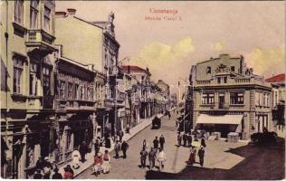 Constanta, Konstanza; Strada Carol I / street view, bazaar, shops. Edit. T. G. Dabo (wet damage)