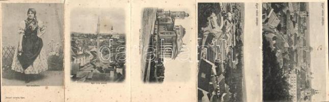 Eger török mecsettel, népviselettel panoráma lap