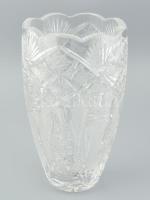 Dúsan csiszolt ólomkristály váza, hibátlan, m: 26 cm