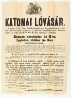 1888 Budapest Katonai lóvásár nagyméretű hirdetmény kis beszakadással 65x46 cm
