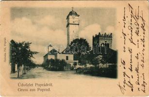 1900 Poprád (Tátra, Magas-Tátra, Vysoké Tatry); Római katolikus templom és harangtorony. Geruska Pál kiadása / Catholic church, bell tower (EB)