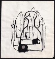 Rác András (1926-2013): Szentendrei ikon. Hidegzománc, papír, jelzés nélkül. Proveniencia: A művész hagyatéka. 22x20 cm