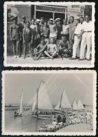 1934 A siófoki Levente Üdülő és a kikötő, 2 db fotó, hátoldalon felirattal, 6×8 cm