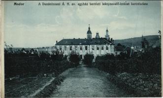 Modor, Modra; A Dunáninneni Á. H. ev. egyház kerületi leánynevelő intézet kertje / Lutheran boarding school for girls, garden (ragasztónyom / glue marks)