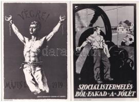 3 db modern magyar fekete-fehér szocialista és kommunista propaganda képeslap - Képzőművészeti Alap kiadás