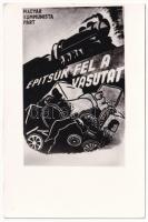 3 db modern magyar fekete-fehér szocialista és kommunista propaganda képeslap - Képzőművészeti Alap ...