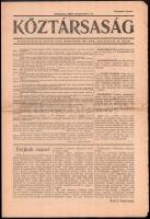 1919 A Köztársaság c. politikai napilap szeptember 17-i száma, román cenzurával