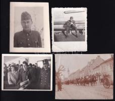 10 db katonai fotó, nagyrészt II. világháború, közte egy erdélyi városon átvonuló tüzérségi menetosz...