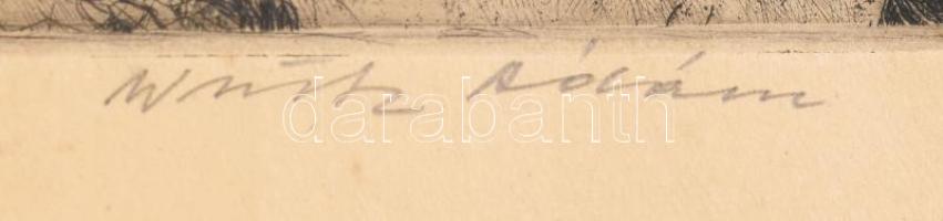 Würtz Ádám (1927-1994): Első hó. Rézkarc, papír, jelzett, kissé foltos, 21×41 cm