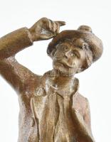 figurális bronz pecsétnyomó, vésett, m: 10 cm