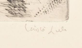 László Gyula (1910-1998): Balaton. Rézkarc, papír, jelzett, lap széle foltos, 29×39 cm,