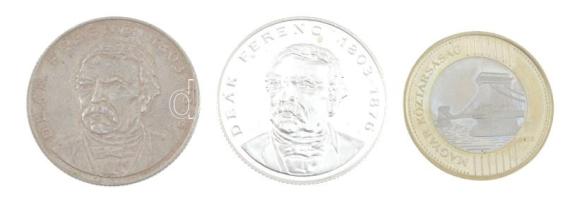 1994. 200Ft Ag "Deák" + 1995. 200Ft Ag "Deák" (PP) + 2010. 200Ft bimetál (PP) T:...