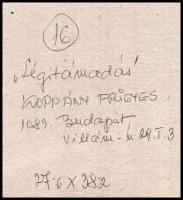 Koppány Frigyes (?-?): Légitámadás, 1982. Vegyes technika, papír, jelzett, a hátoldalán autográf fel...