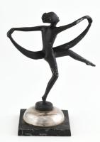 Jelzés nélkül: Táncosnő. festett fém, fém talapzaton, sérülésekkel m: 17 cm