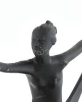 Jelzés nélkül: Táncosnő. festett fém, fém talapzaton, sérülésekkel m: 17 cm