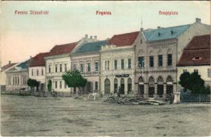 Fogaras, Fagaras; Ferenc József tér, Járos Ignác üzlete / square, shops (ázott sarok / wet corner)