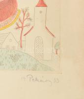 Pekáry István (1905-1981): Sárközi lány - magyar népviselet. Színezett rézkarc, papír. Jelzett. Peká...