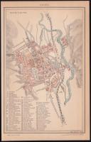 cca 1893 Kassa város térképe, 1:25 000, Pallas Nagy Lexikona, 24×15 cm