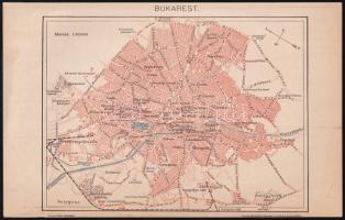 cca 1893 Bukarest város térképe, 1:40 000, Pallas Nagy Lexikona, 24×15 cm