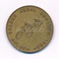Nagy-Britannia DN Golden Medal Gum - Kerékpár kétoldalas bronz rágógumi zseton (25mm) T:1- patina Great Britain ND Golden Medal Gum - Bicyle two-sided bronze bubble gum token (25mm) C:AU patina